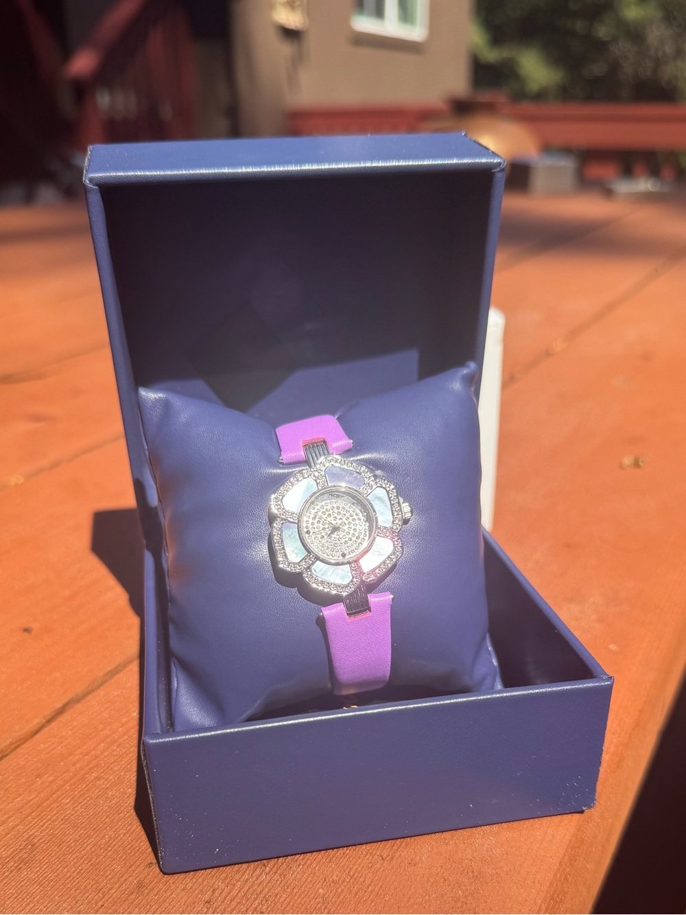 Genoa Floral Accent Watch with Purple Strap